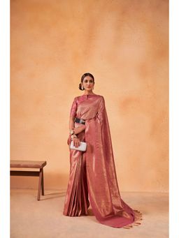 Vardha - Womens Kanchipuram Art Silk Saree with Unstitched Blouse - Pink