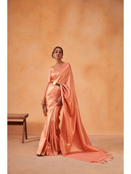 Vardha - Womens Kanchipuram Art Silk Saree with Unstitched Blouse - Orange