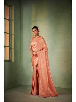 Vardha - Womens Kanchipuram Art Silk Saree with Unstitched Blouse - Peach