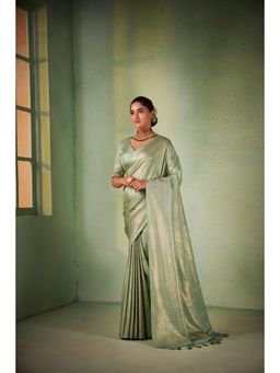 Vardha - Womens Kanchipuram Art Silk Saree with Unstitched Blouse - Green