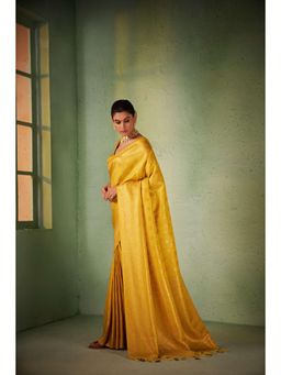Vardha - Womens Kanchipuram Art Silk Saree with Unstitched Blouse - Yellow
