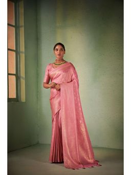 Vardha - Womens Kanchipuram Art Silk Saree with Unstitched Blouse - Pink