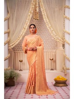 Vardha - Womens Banarasi Georgette Silk Saree with Unstitched Blouse - Orange