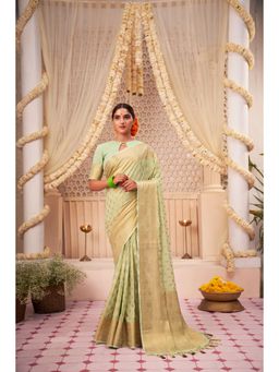 Vardha - Womens Banarasi Georgette Silk Saree with Unstitched Blouse - Green