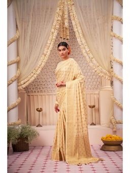 Vardha - Womens Banarasi Georgette Silk Saree with Unstitched Blouse - Off White