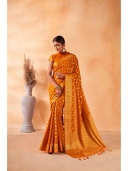 Vardha - Womens Banarasi Georgette Silk Saree with Unstitched Blouse - Yellow