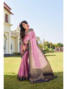 Vardha - Womens Banarasi Georgette Saree with Unstitched Blouse - Pink