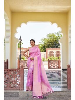 Vardha - Womens Banarasi Georgette Saree with Unstitched Blouse - Pink