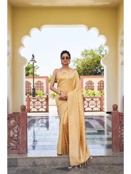 Vardha - Womens Banarasi Georgette Saree with Unstitched Blouse - Beige