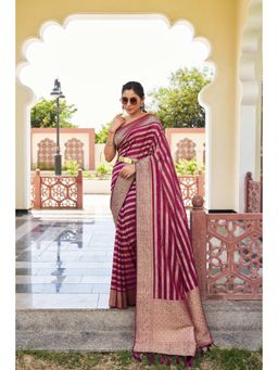 Vardha - Womens Banarasi Georgette Saree with Unstitched Blouse - Purple