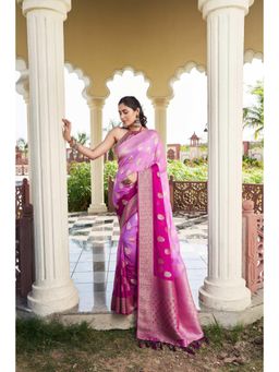 Vardha - Womens Banarasi Georgette Saree with Unstitched Blouse - Purple