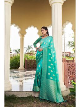 Vardha - Womens Banarasi Georgette Saree with Unstitched Blouse - Green