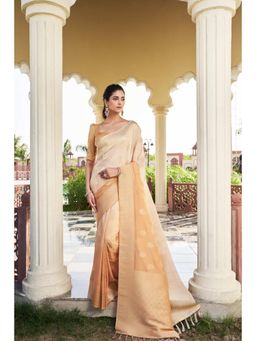 Vardha - Womens Banarasi Georgette Saree with Unstitched Blouse - Beige