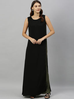 RAREISM - Black Solid Casual Maxi Dress