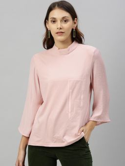 RAREISM - Pink Solid Casual Tops