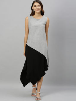 RAREISM - Grey Solid Casual Maxi Dress