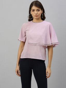 RAREISM - Pink Textured Casual Tops