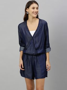 RAREISM - Blue Solid Casual Playsuits