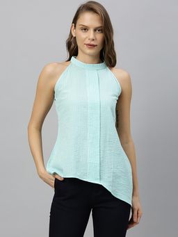 RAREISM - Turquoise Dusty Halter Neck Stripe Top