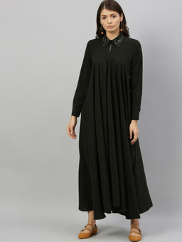 RAREISM - Green Solid Casual Maxi Dress