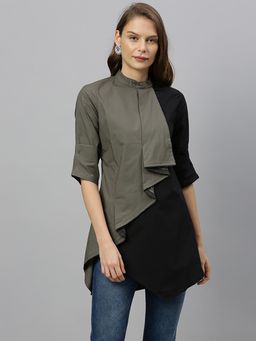 RAREISM - Green Lotus With Sleeve Poplin Top