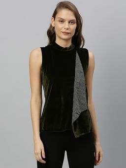 RAREISM - Olive Marigold Sleeveless Velvet Top