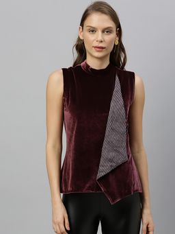 RAREISM - Maroon Marigold Sleeveless Velvet Top