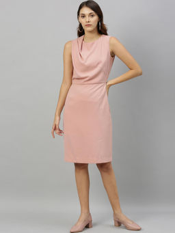 RAREISM - Pink Solid Casual Knee Length Dress