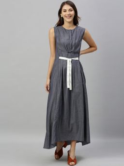 RAREISM - Blue Pleated Casual Maxi Dress
