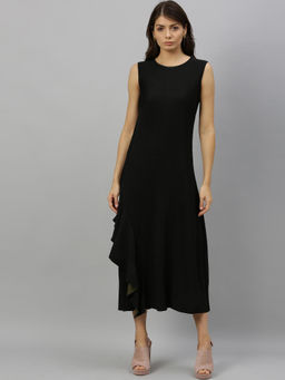 RAREISM - Black Solid Casual Maxi Dress