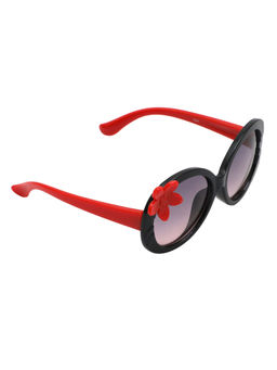 Spiky - Black Frame Grey Lens Oval UV Protection Sunglass 1508_BLACK_RED