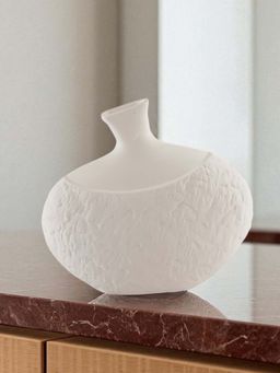 Aarvi Decor - White Imperial Grace Ceramic Amphora Shaped Vase