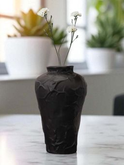 Aarvi Decor - Black Glazed Atelier Ceramic Amphora Shaped Vase