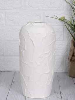 Aarvi Decor - White Matte Decorative Ceramic Terra Light Vase for Home and Office