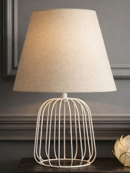 Aarvi Decor - Beige Metal Cage Table Lamp