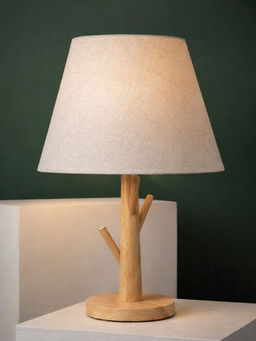 Aarvi Decor - White Beige Wooden Treow Table Lamp