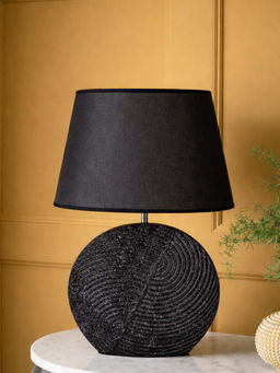 Aarvi Decor - Black Ceramic Textured Table Lamp