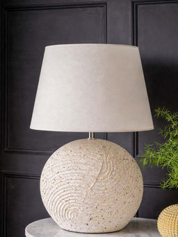 Aarvi Decor - White Ceramic Textured Table Lamp