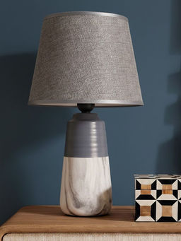 Aarvi Decor - Gray Glossy Ceramic Table Lamp