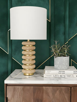 Aarvi Decor - Beige Marble Decorative Stacked Stone Elegance Table Lamp