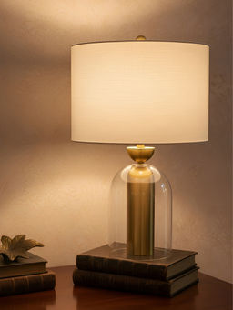 Aarvi Decor - White Glass & Metal Decorative Aura Dome Lamp