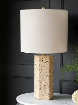 Aarvi Decor - Beige Stone Decorative Terrazzo Gold Grandeur Table Lamp