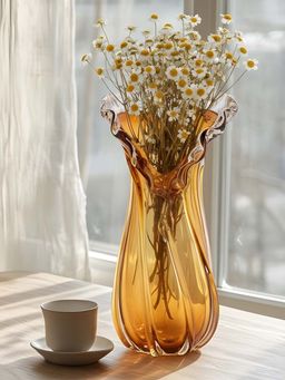 Aarvi Decor - Golden Embrace Orange Glass Vase