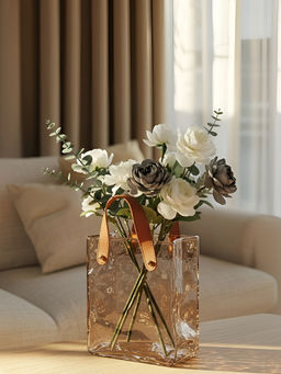 Aarvi Decor - Amber Tote Transparent Beige Glass Vase