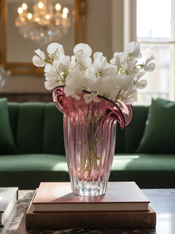 Aarvi Decor - Blush Bloom Transparent Pink Glass Vase