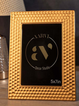 Aarvi Decor - Metal Hive Luxe Tabletop Decorative Photo Frame For Home Gold 5 X 7 Inches