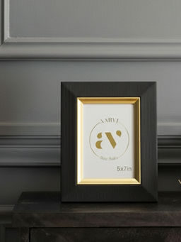 Aarvi Decor - Faux Leather Tabletop Decorative Photo Frame For Home Black 5 X 7 Inches