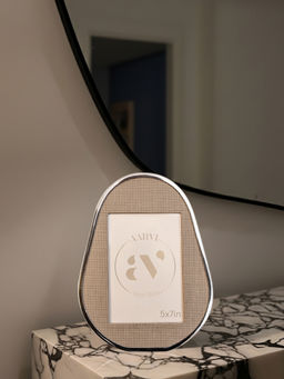 Aarvi Decor - Urban Faux Leather Tabletop Decorative Photo Frame For Home Beige 5 X 7 Inches