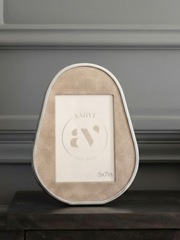 Aarvi Decor - Brown Urban Faux Leather Tabletop Decorative Photo Frame For Home Gray 5 X 7 Inches