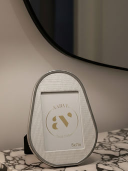 Aarvi Decor - Urban Faux Leather Tabletop Decorative Photo Frame For Home White 5 X 7 Inches